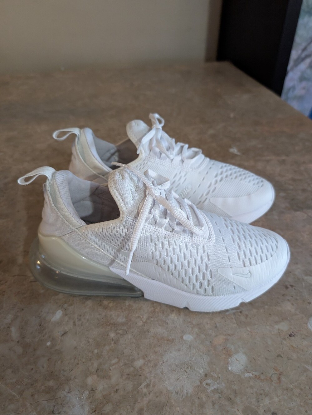 Nike Air 270 (GS) Triple White (2021) Running Shoes #943345-103 Youth Size 6Y